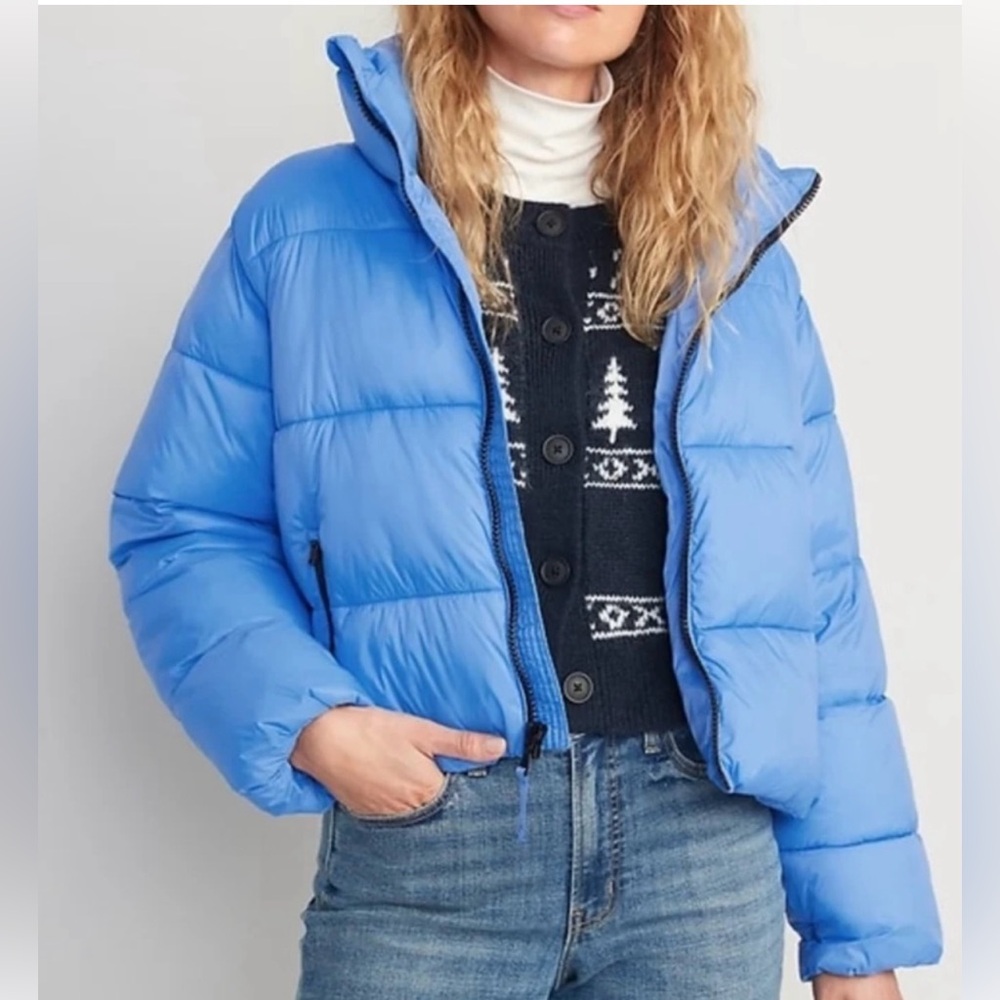 Old navy water resistant puffer coat blue xs